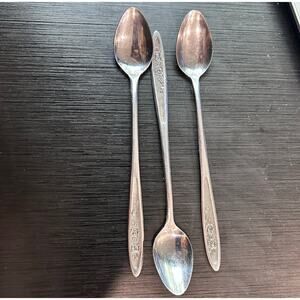 Ekco Eterna COUNTRY GARDEN VTG Stainless Flatware Sundae Spoon 7 14" LOT OF 3